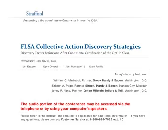 FLSA Collective Action Discovery Strategies Discovery Tactics Before and After Conditional