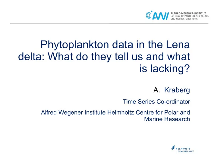 phytoplankton data in the lena delta what do they tell us