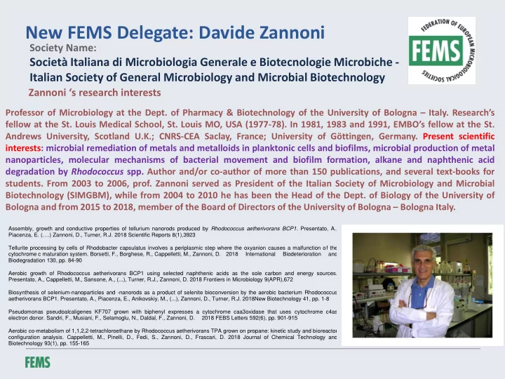 new fems delegate davide zannoni
