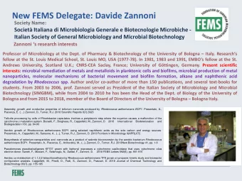 New FEMS Delegate: Davide Zannoni  Society Name:  Societ Italiana di Microbiologia Generale e