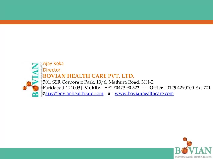 ajay koka director bovian health care pvt ltd