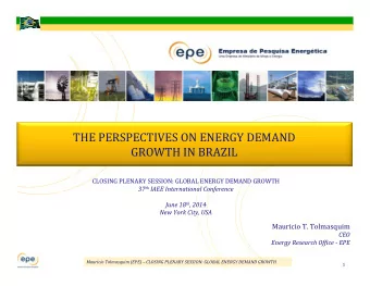 THE PERSPECTIVES ON ENERGY DEMAND  GROWTH IN BRAZIL  CLOSING PLENARY SESSION: GLOBAL ENERGY DEMAND