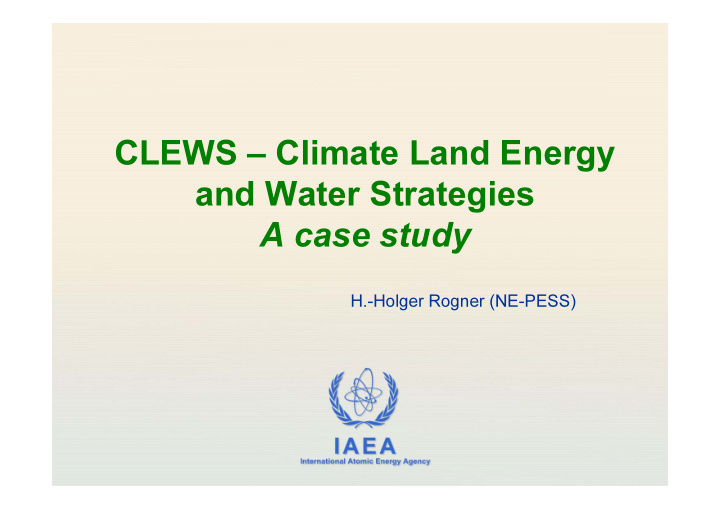 clews climate land energy and water strategies a case