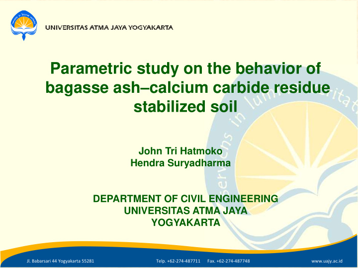 parametric study on the behavior of