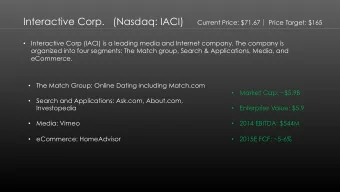 Interactive Corp.   (Nasdaq: IACI) Current Price: $71.67  Price Target: $165  Interactive