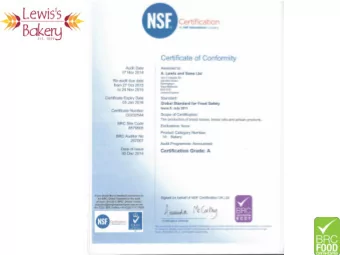 Major Investment 2014-2015  New Dough Feeding Plant  New Dough Feeding Plant  Installed at Lewis