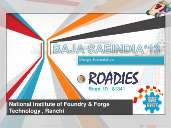 ROA  ROADIES  DIES  Regd. ID : 81341  National Institute of Foundry &amp; Forge  L/O/G/O