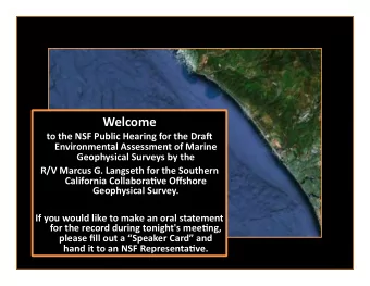 Welcome    to  the  NSF  Public  Hearing  for  the  Dra8