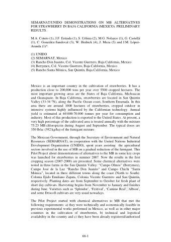 SEMARNAT/UNIDO DEMONSTRATIONS ON MB ALTERNATIVES  FOR STRAWBERRY IN BAJA CALIFORNIA (MEXICO).