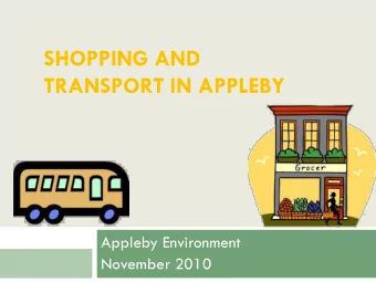 SHOPPING AND  TRANSPORT IN APPLEBY  Appleby Environment  November 2010  Changing Habits  2 Shopping