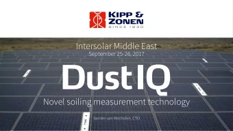 Intersolar Middle East  September 25-26, 2017  Novel soiling measurement technology  Xander van