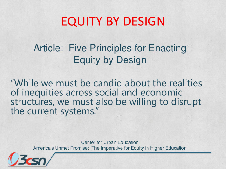 equity by design