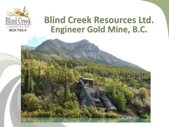 Blind Creek Resources Ltd.  Engineer Gold Mine, B.C.  Cautionary Statement  This presentation does