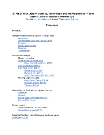 STArt @ Your Library: Science, Technology and Art Programs for Youth  Missouri Library Association