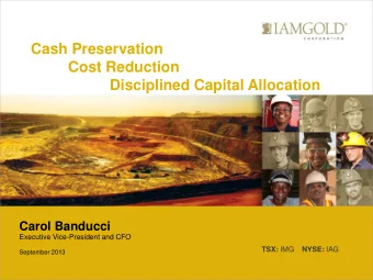 Cash Preservation  Cost Reduction  Disciplined Capital Allocation  Carol Banducci  Executive