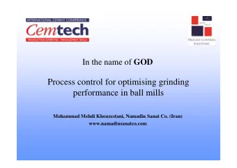 Process control for optimising grinding  performance in ball mills  Mohammad Mehdi Khouzestani,