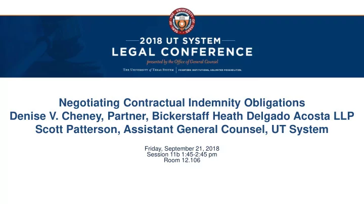 negotiating contractual indemnity obligations denise v