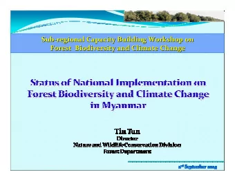 Sub-  -regional Capacity Building Workshop on  regional Capacity Building Workshop on  Sub  Forest