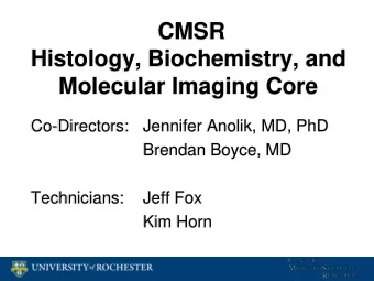 Histology, Biochemistry, and  Molecular Imaging Core  Co-Directors: Jennifer Anolik, MD, PhD