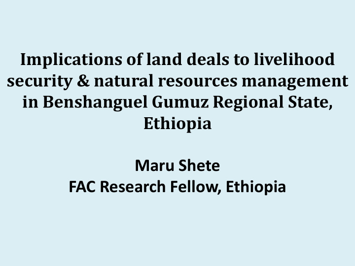 implications of land deals to livelihood security natural