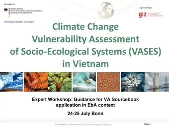 of Socio-Ecological Systems (VASES)  in Vietnam  Expert Workshop: Guidance for VA Sourcebook