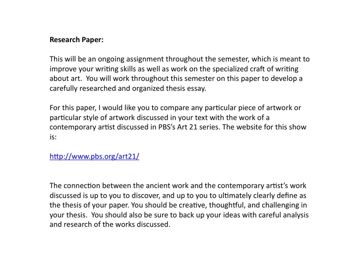 research paper this will be an ongoing assignment