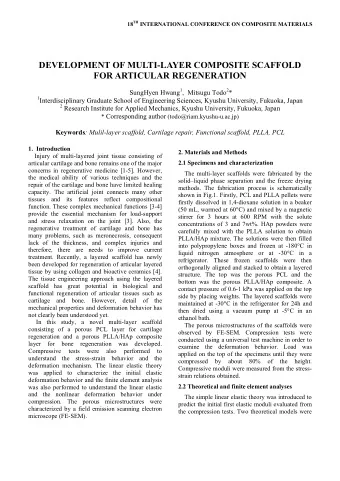 DEVELOPMENT OF MULTI-LAYER COMPOSITE SCAFFOLD  FOR ARTICULAR REGENERATION SungHyen Hwang 1 ,
