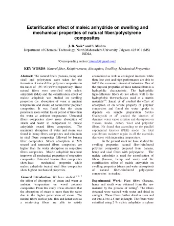 Esterification effect of maleic anhydride on swelling and  mechanical properties of natural