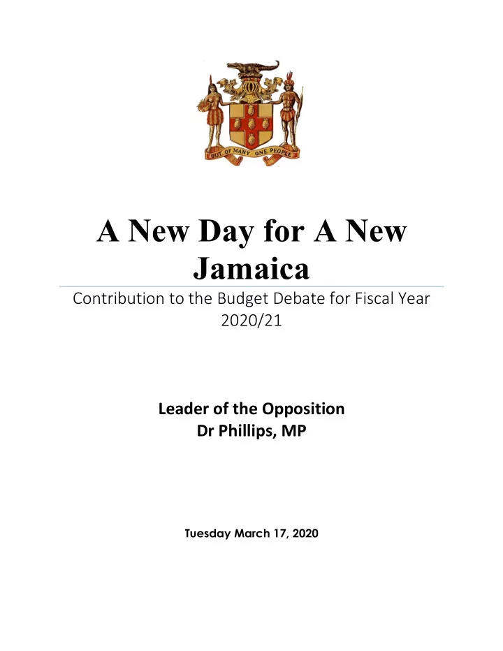 a new day for a new jamaica