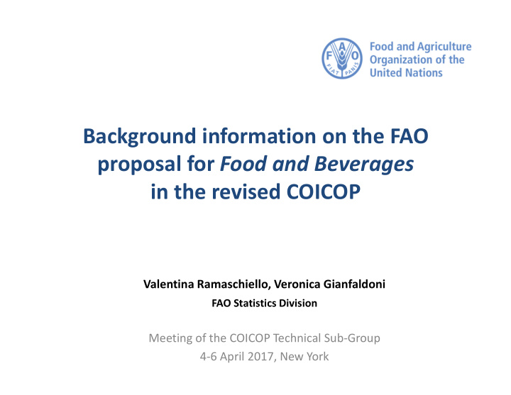 background information on the fao proposal for food and