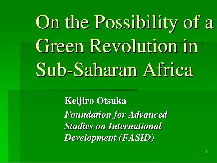on the possibility of a on the possibility of a green