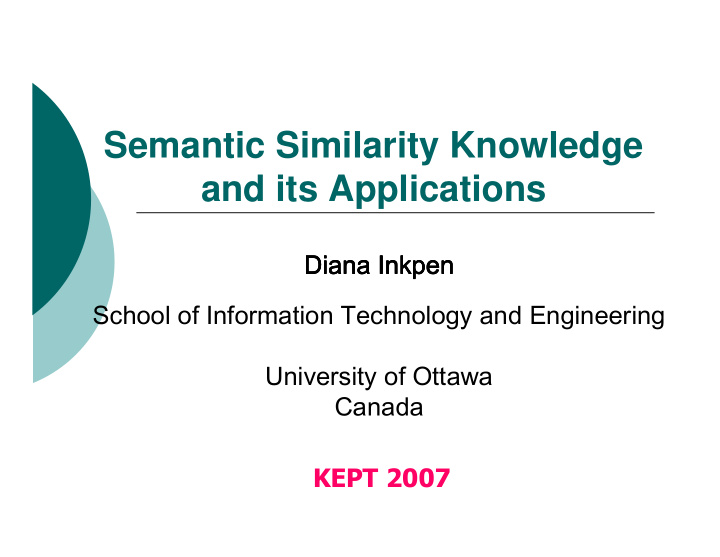 semantic similarity knowledge and its applications