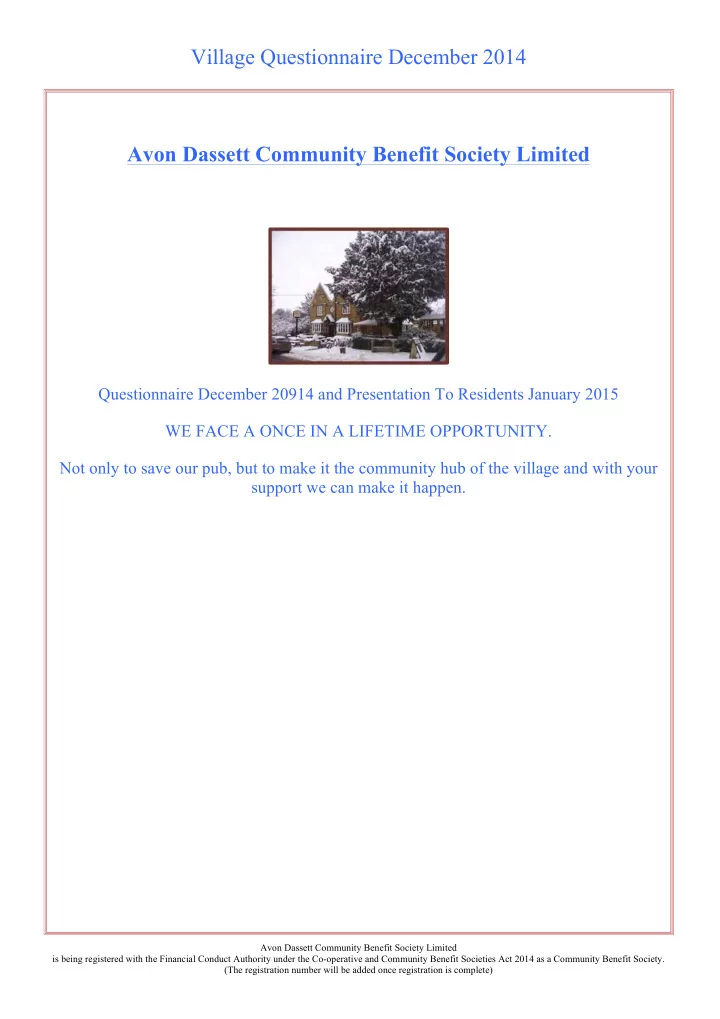 questionnaire december 20914 and presentation to