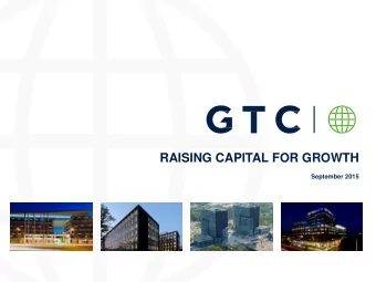RAISING CAPITAL FOR GROWTH  September 2015  CAPITAL RAISING I DISCLAIMER This presentation has been