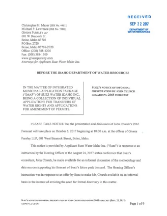 SEP 2  2  2017 Christopher H. Meyer [ISB No. 4461] Michael P. Lawrence [!SB No. 7288) DEPARlMENT OF