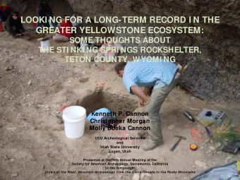 LOOKI NG FOR A LONG-TERM RECORD I N THE  GREATER YELLOWSTONE ECOSYSTEM:  SOME THOUGHTS ABOUT  THE