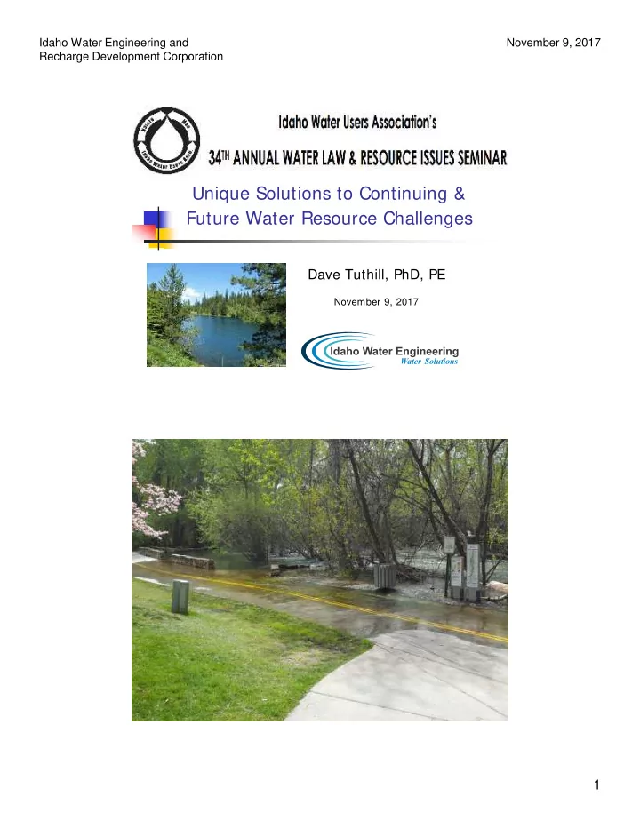 unique solutions to continuing future water resource