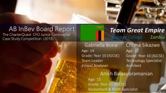 Team Great Empire  The CharterQuest  CFO Junior Continental  Baobab College  Zambia  Case Study