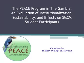 Sustainability, and Effects on SMCM  Student Participants  Mark Jaskolski  St. Marys College of