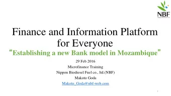 Finance and Information Platform  for Everyone  Establishing a new Bank model in Mozambique