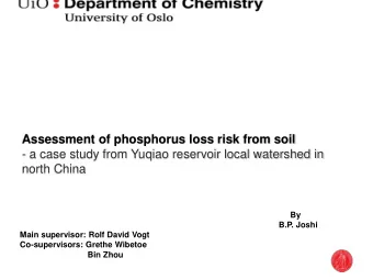 Assessment of phosphorus loss risk from soil  - a case study from Yuqiao reservoir local watershed
