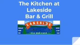 The Kitchen at  Lakeside  Bar &amp; Grill  Boundaries, Parts, &amp; Stocks  Boundary Condition: