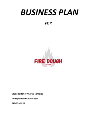 BUSINESS PLAN FOR  Jason Carter of J.Carter Ventures  Jason@jcarterventures.com  617-301-0250