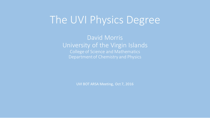 the uvi physics degree