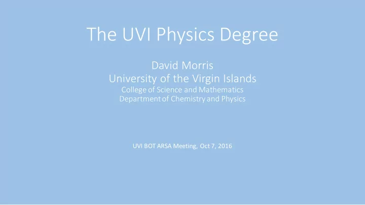 the uvi physics degree