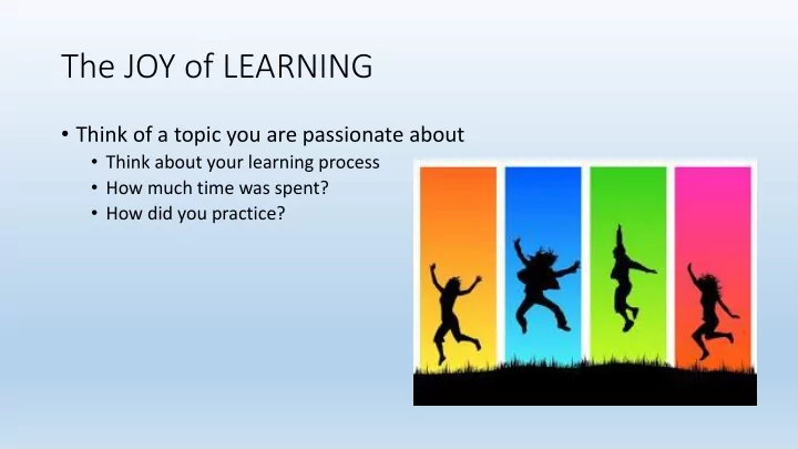 the joy of learning