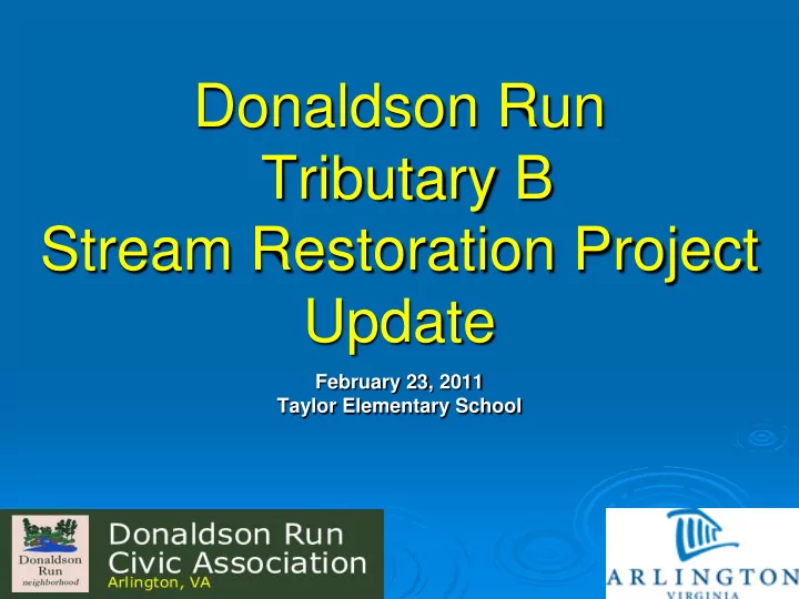 donaldson run tributary b stream restoration project