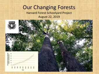 Our Changing Forests  Harvard Forest Schoolyard Project  August 22, 2019  1. How do forests change?