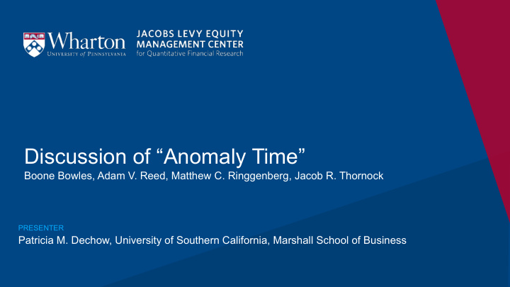discussion of anomaly time