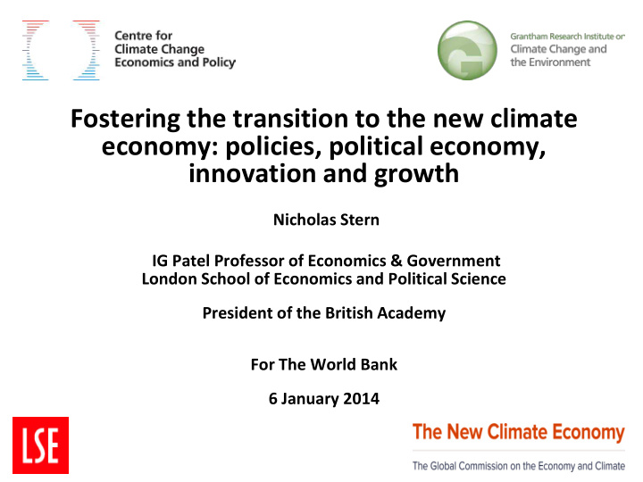 fostering the transition to the new climate economy